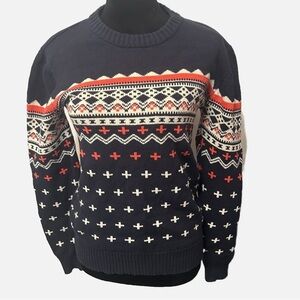 Wacko Maria Women’s Wool Pullover Sweater Intarsia Medium Fall Blue Medium